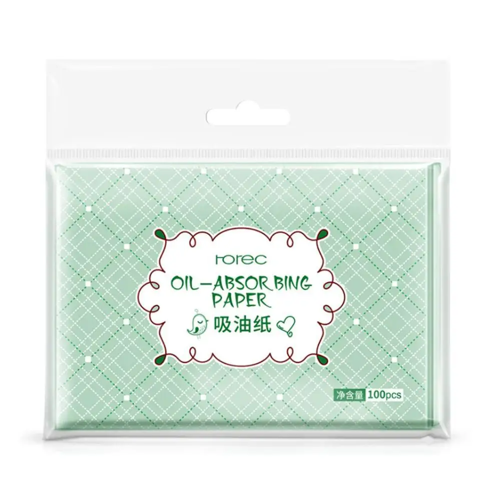 100pcs 3 пачки = 300 шт переносные впитывающие бумажные салфетки для лица, контроль за маслом, зеленые абсорбирующие листы, Масляные салфетки для лица - Количество: 100pcs