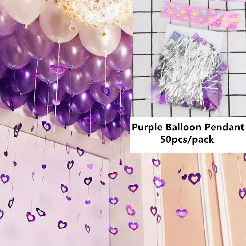 pendant purple 50pcs Круглые металлические конфетти, Балон, свадебные шары, динозавр, шары, детский душ, день рождения, украшение для взрослых детей, воздушный шар на день рождения - Цвет: pendant purple 50pcs