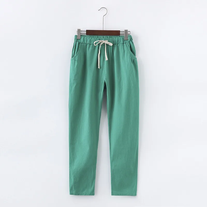 Яркие цвета, летние женские штаны на шнуровке, Pantalon Femme, хлопковые льняные спортивные штаны, повседневные штаны-шаровары, женские брюки C5212