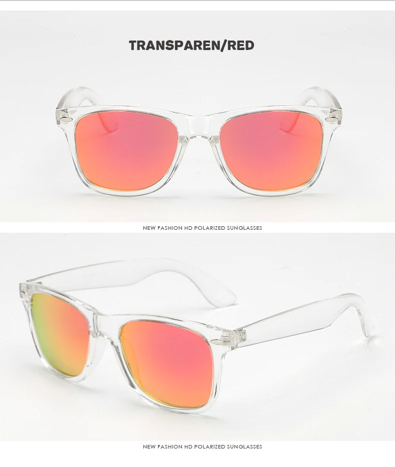 Модные Классические 2140 HD поляризованные UV400 Солнцезащитные очки для мужчин крутые для вождения Модные оттенки винтажные Брендовые женские солнцезащитные очки oculos de sol - Цвет линз: transparent-red