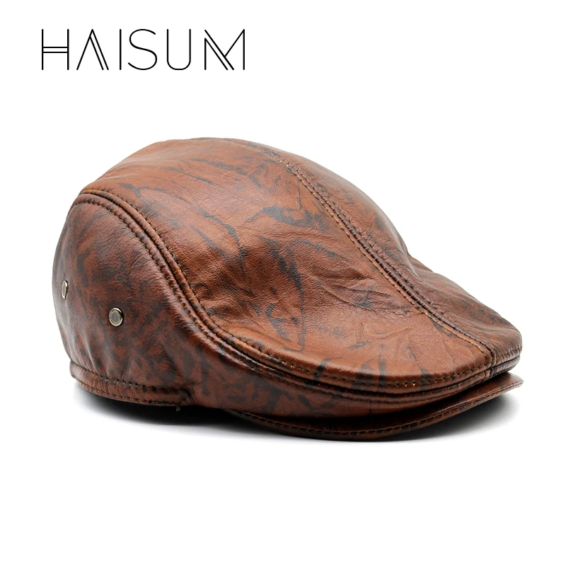 Мужские шапки и Haisum из натуральной воловьей кожи с чернильными пятнами принтом
