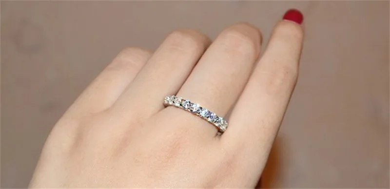 

Solid 2021 new design fashion 925 sterling silver Unilateral ring Half band ring for women engagement wedding ring band R4324AS