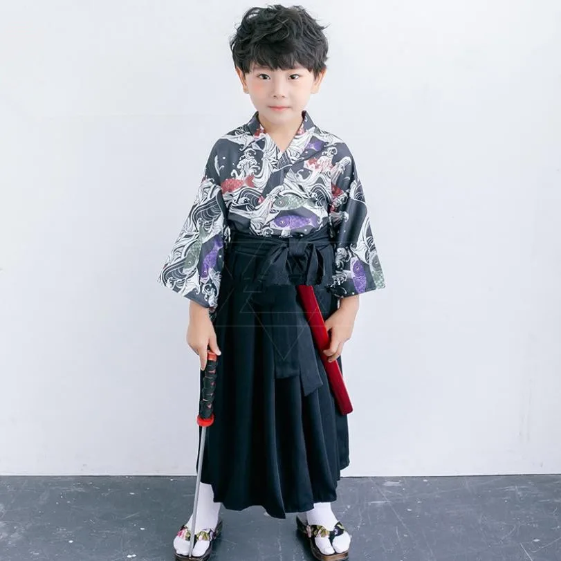 Cosplay Kimono Kids baby Japanese Children Clothing Halloween Samurai boy Teens Bathrobe Coat Y596 | Детская одежда и обувь