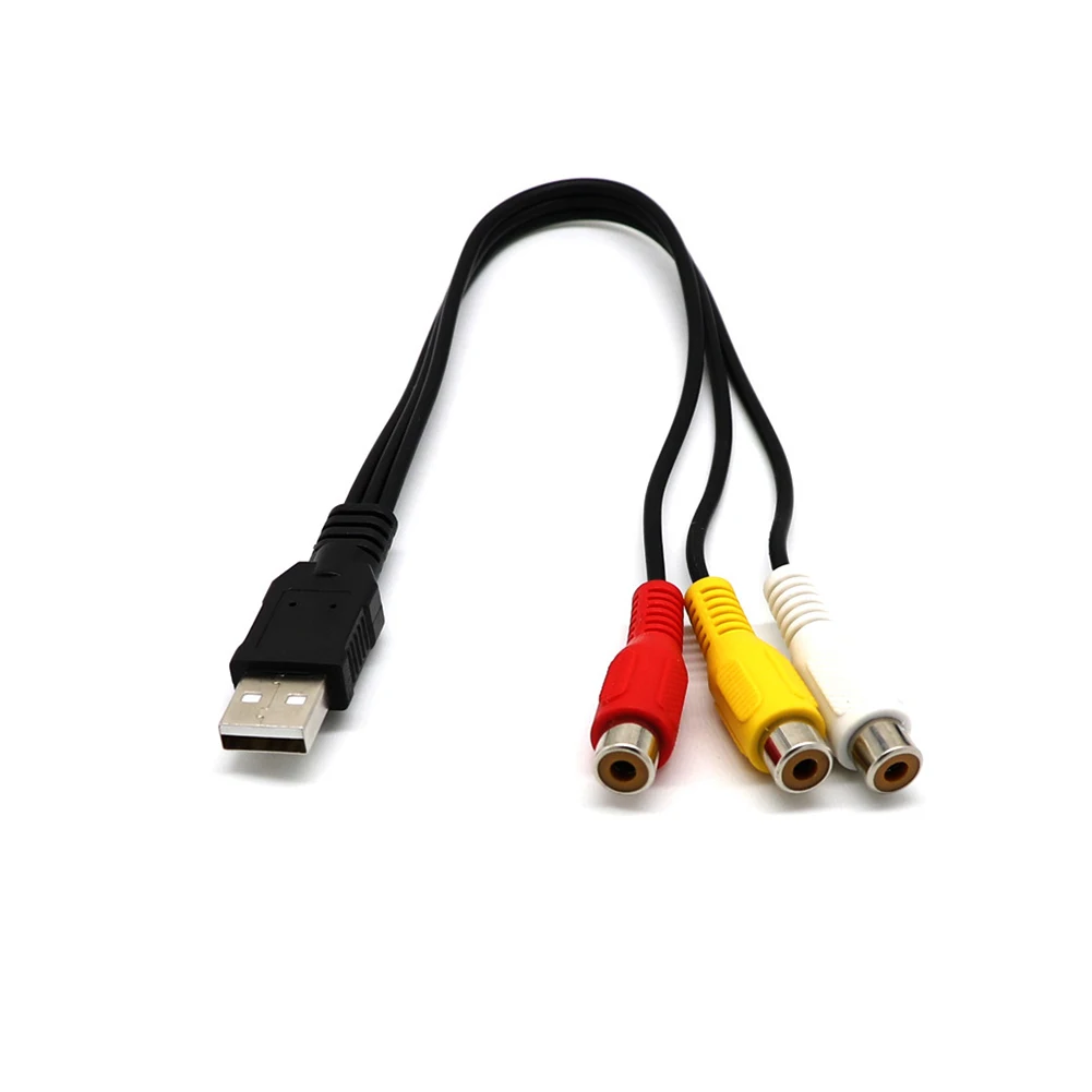 USB штекер 3 RCA Женский адаптер аудио кабель видео конвертер AV патч корд для HDTV TV