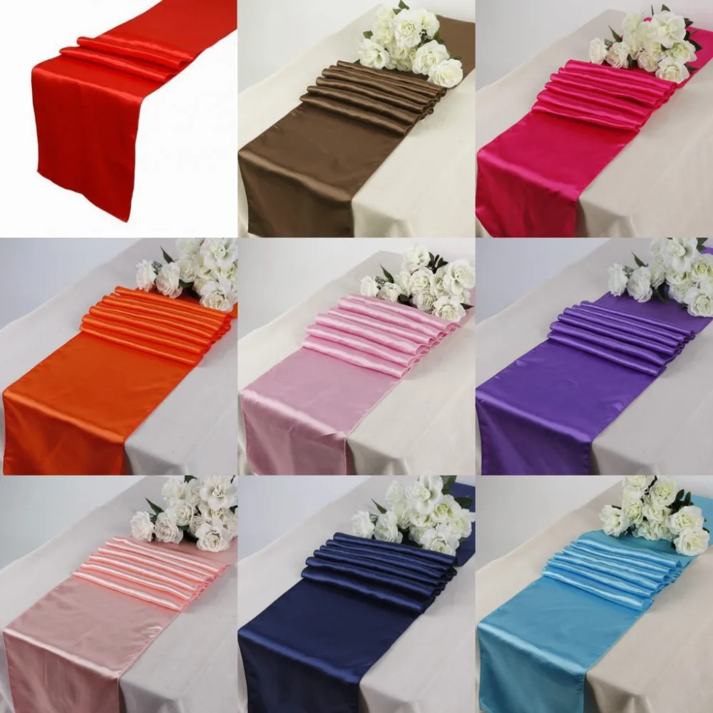 20 шт./лот атласная настольная дорожка красный/черный/золотой/шампань 22 цвета 30*275