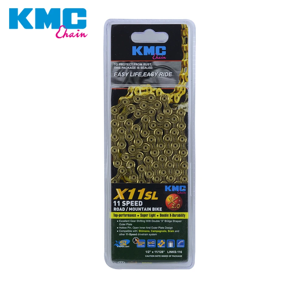 KMC 9S 10S 11S золото X8 X9 X9sl X10 X10sl X11SL Z99 велосипедная цепь для MTB/шоссейного велосипеда для Shimano/SRAM 8 9 10 11 скорость 116л/цепной велосипед