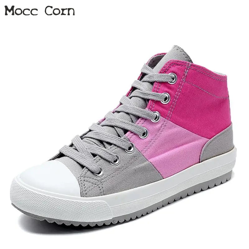 Высокие кроссовки холщовая обувь женская повседневная на плоской подошве со