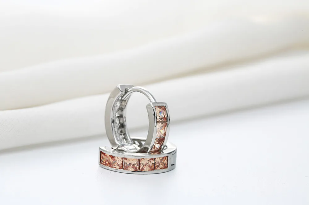 Модные серьги Kinitial кольца Huggie с коричневым кубическим цирконием ювелирные