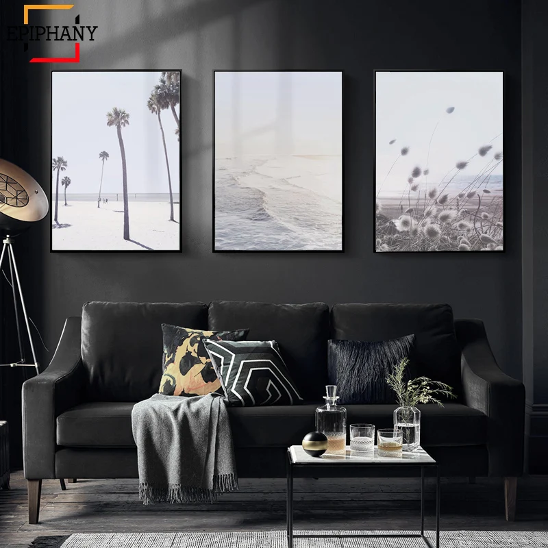 Настенные художественные принты для береговой стены постеры пальм и океана