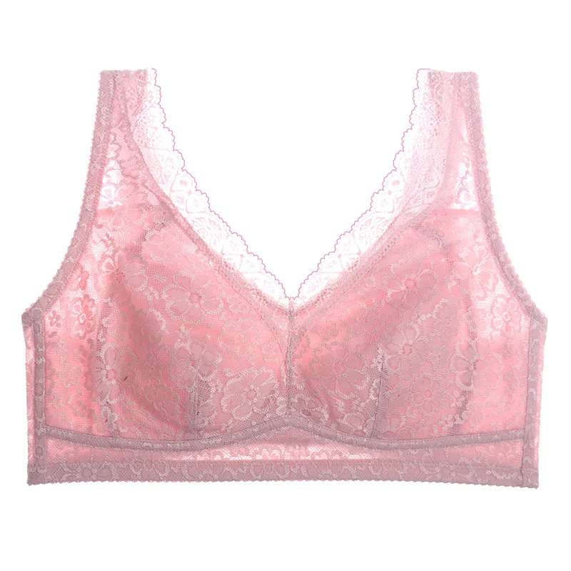 Pink Nessayoo женский элегантный кружевной жаккардовый бюстгальтер без косточек Удобная тонкая упаковка грудь бюстгальтер для сна полная чашка печати бюстгальтер 34 36 40 42ABC Размер - Цвет: Pink