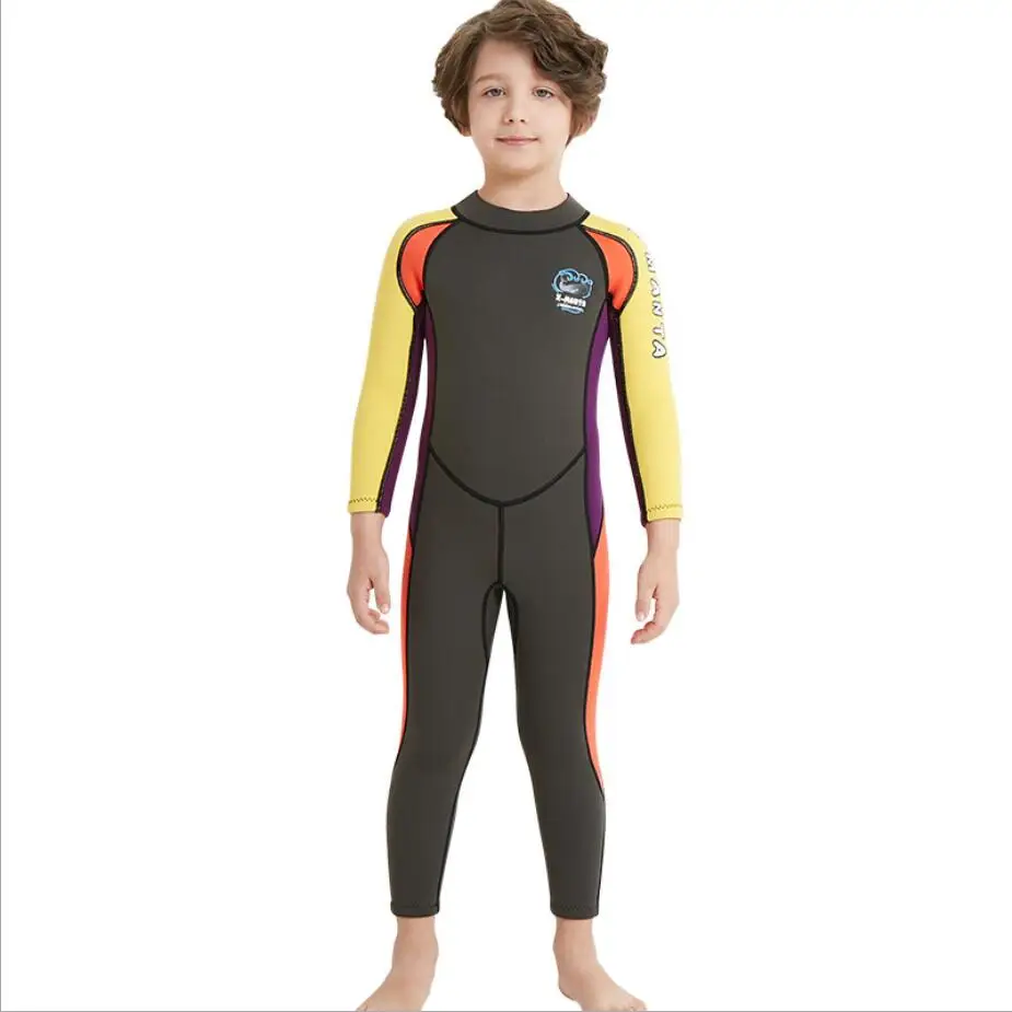 

surf 2.5mm Neoprene Wetsuit Kids Boys Diving Wet Suit Child Swimwear One-piece Long Sleeve Rash Guard Warm winter autumn 357