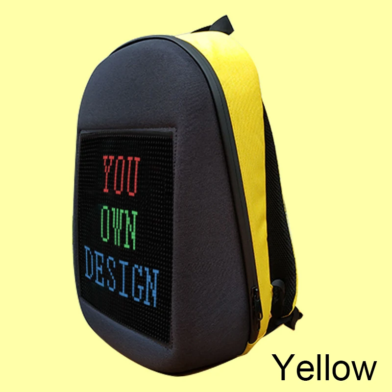 yellow Светодиодный динамический рюкзак с экраном, сумка для рекламы, сделай сам, Wi-Fi, светодиодный рюкзак для прогулок в городе, рекламный рюкзак для ноутбука - Цвет: yellow