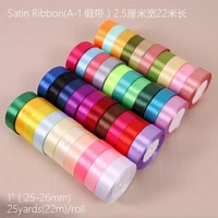 60 color satin ribbon 25mm silk sewing accessories fabric diy supplies apparel tape rap polyester trim roll materials d