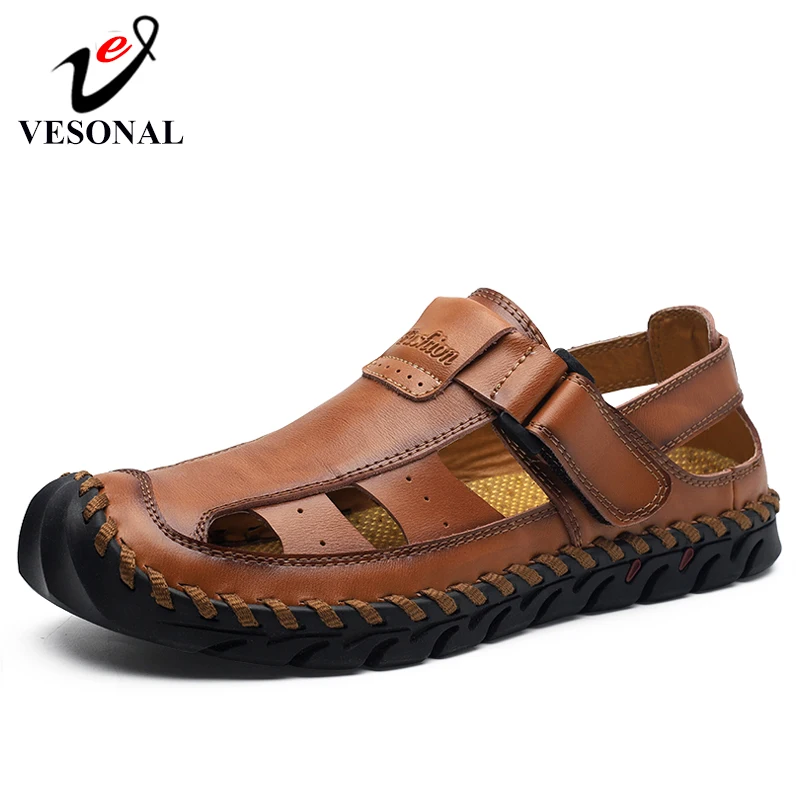 Мужские сандалии VESONAL Повседневные Удобные ручной работы из натуральной кожи на