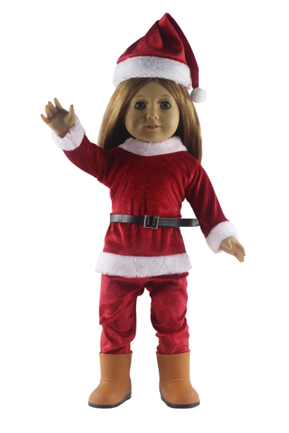 Высокое качество 4 в 1 комплект кукольная одежда Топ + штаны ремень шляпа для 18