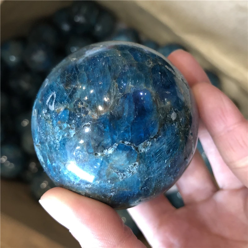 Натуральный Синий Апатит Сфера Рейки Исцеление хрустальный шар грубая синяя