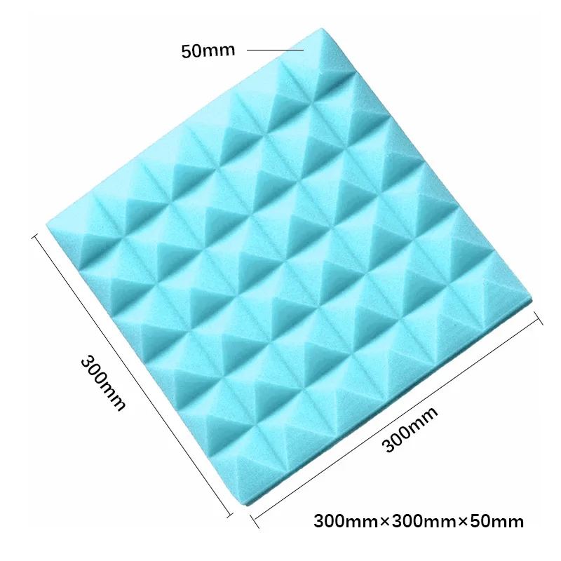 Blue Пена для звукоизоляции 30x30x5 см студийная акустическая Звукоизоляционная пена Звукопоглощающая обработка облицовочная плитка клиновая Защитная губка - Цвет: Blue