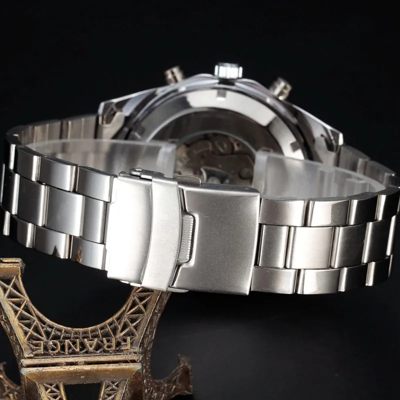 Мужские часы-скелетоны SEWOR деловые Брендовые повседневные механические стальные