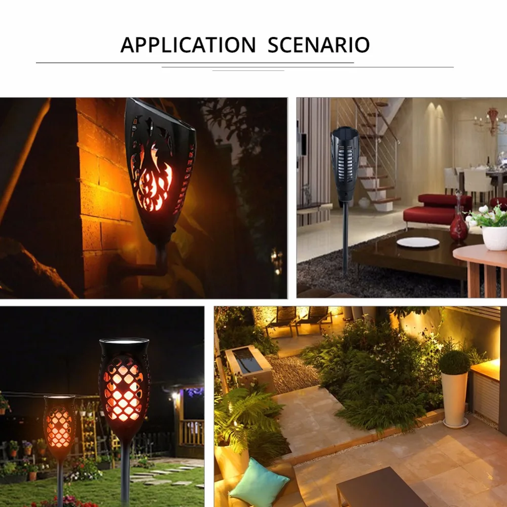 

Foxanon Led Solar Flame Light Solar Energy Wireless Wall Lamp Dynamic Flame Effect Lights Waterproof Garden Led Light Outdoor