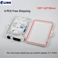 4 pcs ftth mini distribution box for 6 core or 14 plc splitter ip65 indoor outdoor optical fibre junction box free shipping