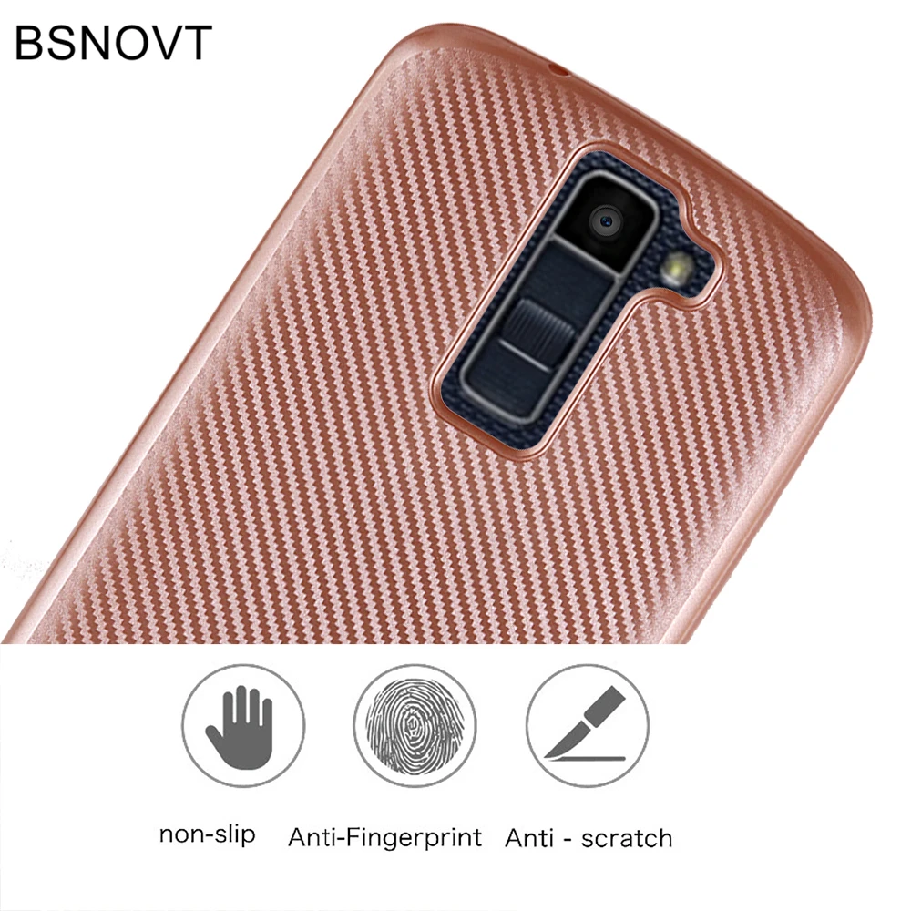 BSNOVT sFor LG K8 Case For Cover Full Protection Carbon Fiber Soft TPU K350 K350E K350N Phone Fundas 5.0&quot |