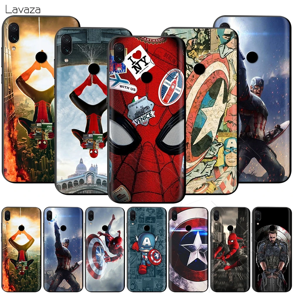 Чехол Lavaza Marvel Spiderman Captain America для Xiaomi Redmi Note 4A 4X 5 5A 6 6A 7 S2 Pro Go Prime Plus |