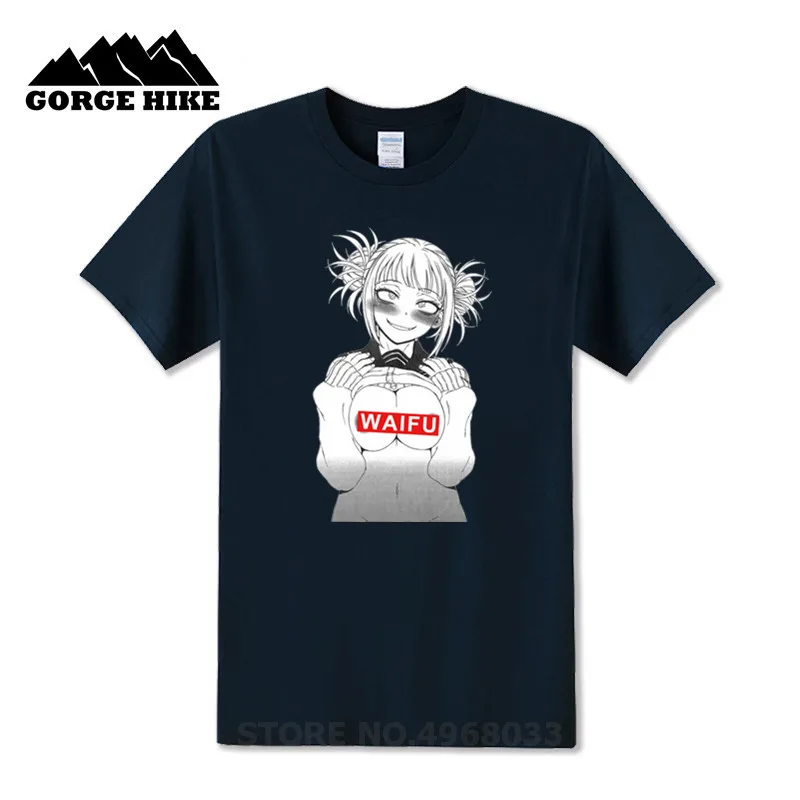 Материал Ahegao химико Тога грудь Waifu уличная одежда с мотивами из аниме футболка