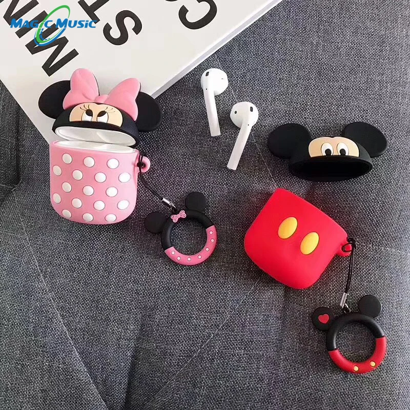 Мягкий силиконовый чехол с милым рисунком Микки и Минни для Apple Airpods, чехол, беспроводные Bluetooth наушники, чехол для переноски airpods
