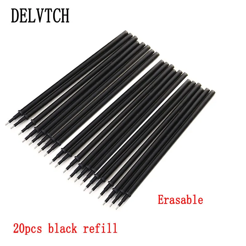 20pcs black refill Delvpch 0,5 мм 3 шт./компл. стираемая гелевая ручка или 20 шт. заправки красные/синие/черные чернила письма стираемая ручка для школы канцелярские принадлежности - Цвет: 20pcs black refill