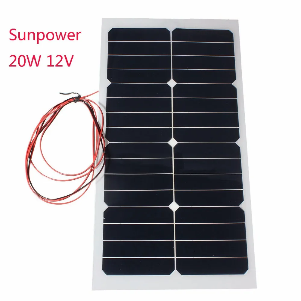 LEORY 20 Вт 12 в панель солнечных батарей полугибкая прозрачная монокристаллическая