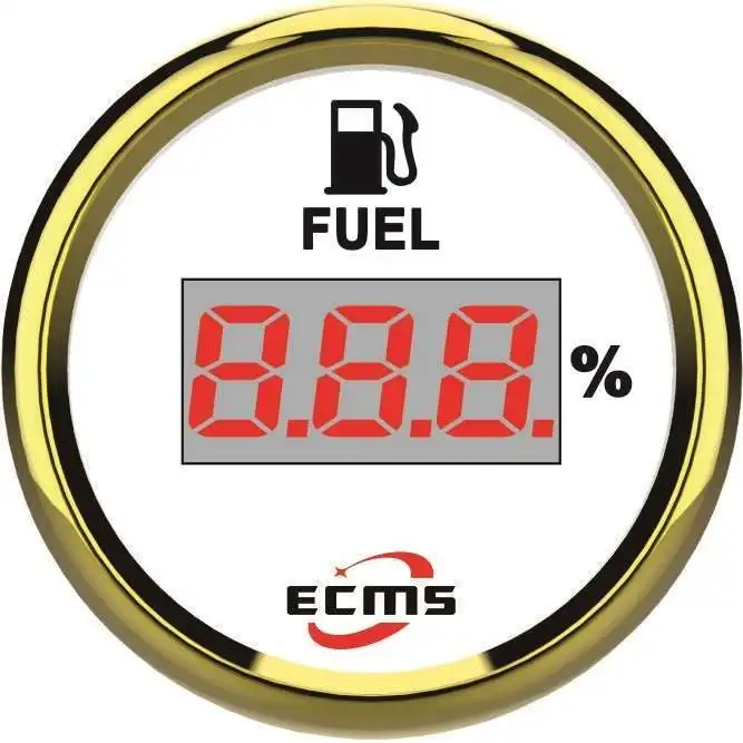 

Marine Boat Fuel Level Gauge 0-190OHM 0-100% 9-32V 52m 316L Golden Bezel White Dial 800-00122