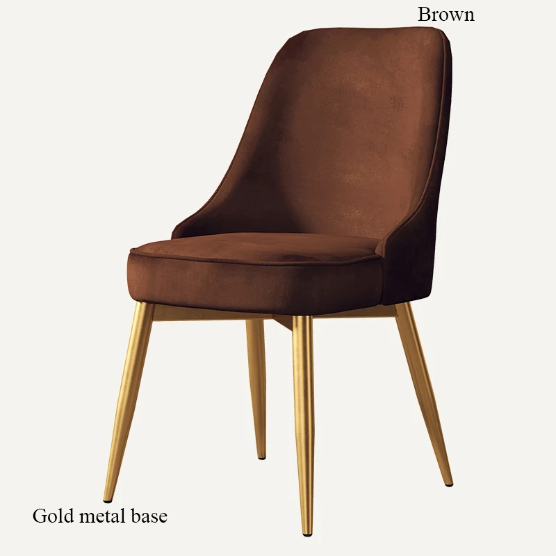 Gold base Brown Современный минималистичный высокий отскок ресторанная мебель стул ресторан современный Pu китайский железный стул деревянный кухонный обеденный стул отдых - Цвет: Gold base Brown