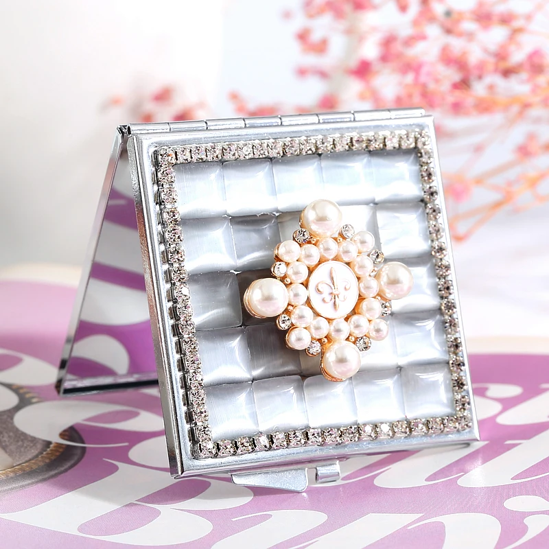 2 стороны мини косметическое компактное карманное зеркало Свадебные вечерние