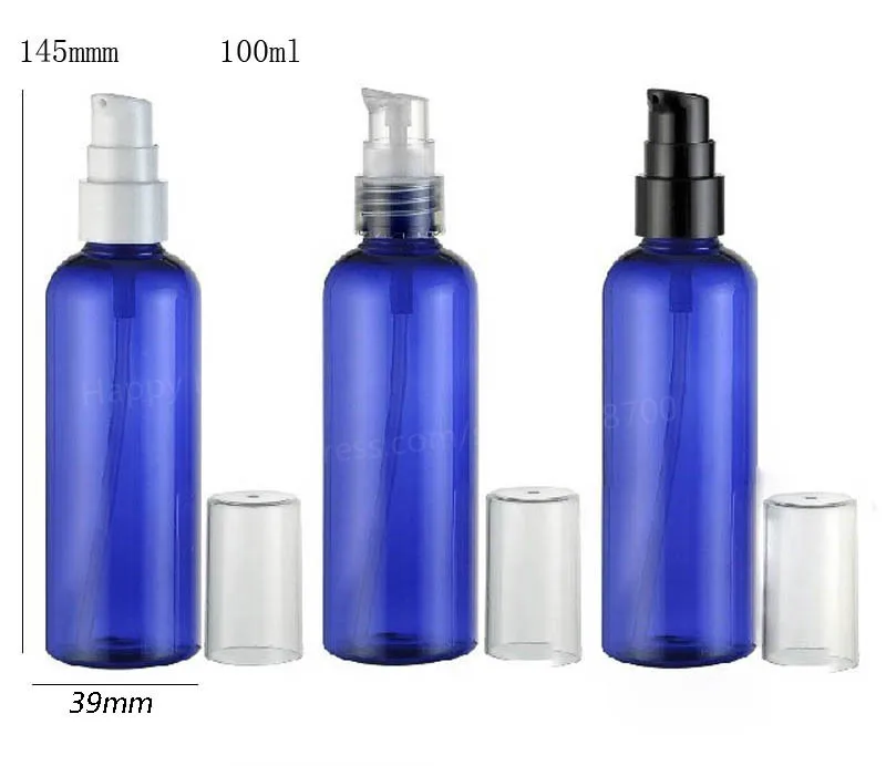 

24 x 100ml High Quality DIY Cobalt Blue Plastic Lotion and shampoo Bottle 10/3oz shower gel Pump Packaging