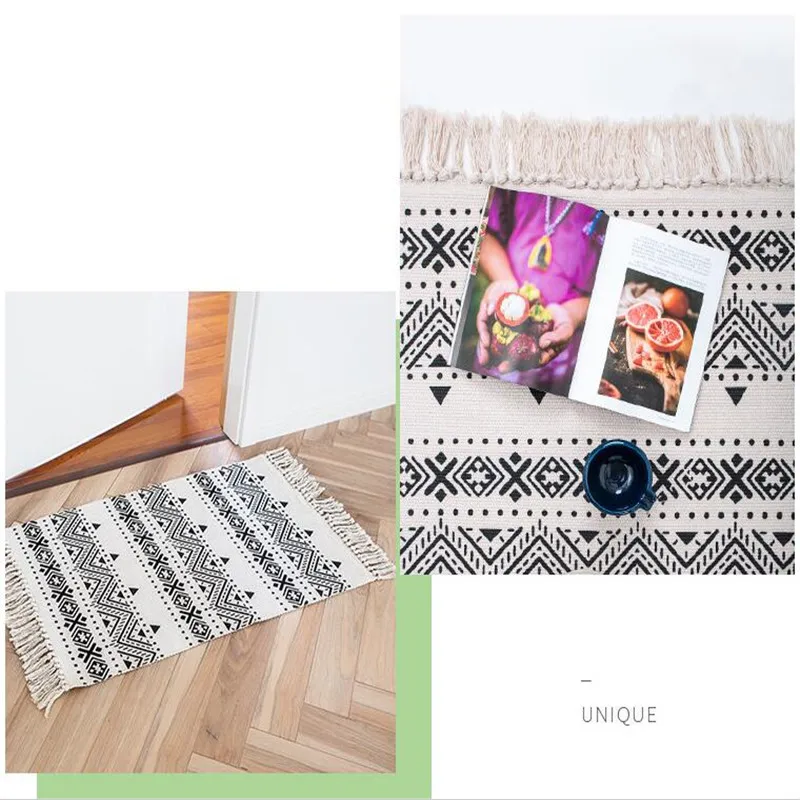 Ковер в скандинавском стиле, хлопок, с кисточками, 60x130 см, ковер для спальни, покрывало, простой современный коврик, стол, Ruuner, кухонный коврик, украшение дома