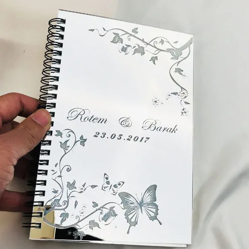 Mirror Silver Персонализированные обложки альбома зеркальные Гостевая книга альбом акриловые зеркальные заселенные вечерние книги подарок на заказ монограмма гостевые книги - Цвет: Mirror Silver