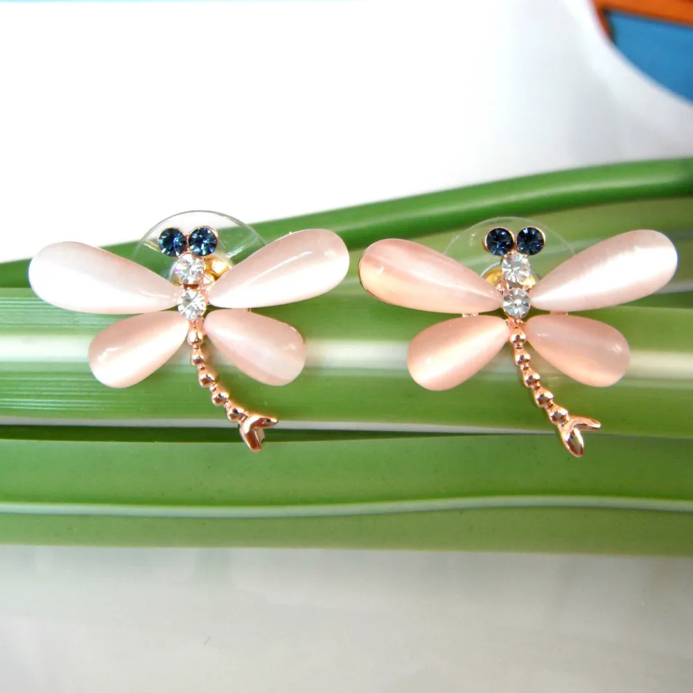 Navachi Стрекоза опал желтый GP Кристалл серьги гвоздики SMT1246|earring gemstone|earrings filigreeearings |