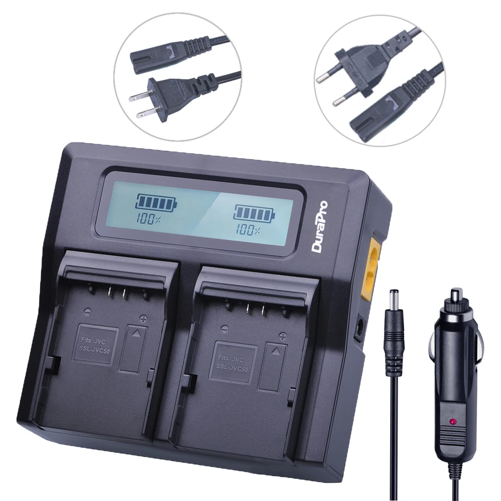 Durapro ЖК-дисплей двойное быстрое зарядное устройство для JVC SSL-JVC50 GY-HMQ10 GY-LS300 GY-HM200