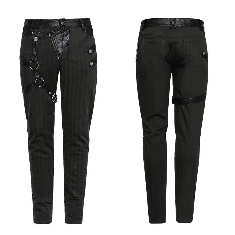 Мужские облегающие брюки из искусственной кожи в стиле панк-рок стимпанк уличная