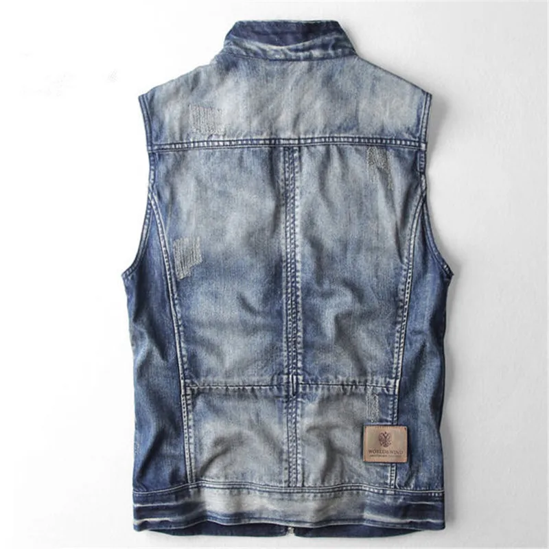 Мужской винтажный жилет из вареной ткани без рукавов A1412|denim vest|vest coat for menmens vest |
