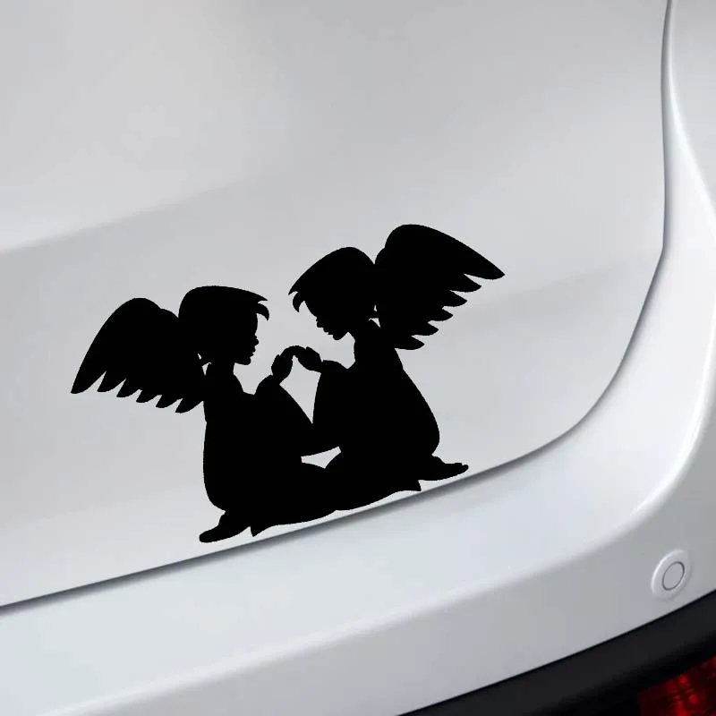 YJZT 14.8*8.7CM Lovely Baby Angels Get Together Car Sticke Silhoutte Decal Nice Design Black/Silver Covering The Body C20-1458 | Автомобили