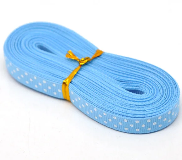 10 Yards Blue Dot 3/8&quot Wedding Craft Grosgrain Ribbon | Дом и сад
