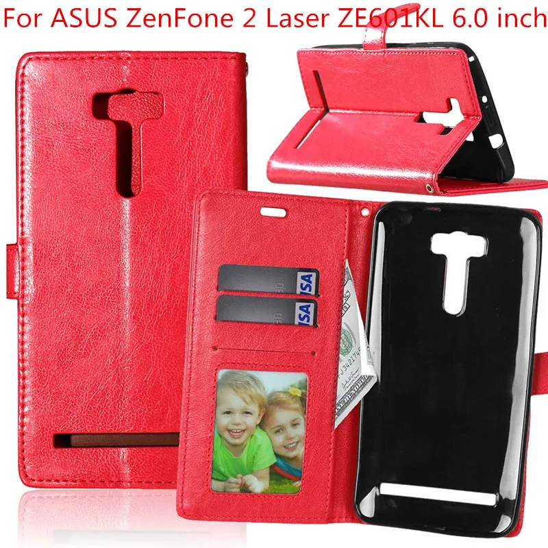 Кожаный флип чехол с бумажником Crazy Horse для ASUS ZenFone 2 Laser ZE601KL 6 0 дюйма задняя крышка