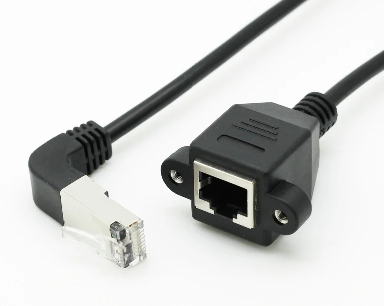 100 шт./лот 30 см угол изгиба винт Панель Крепление RJ45 Cat5 папа к женскому Ethernet LAN