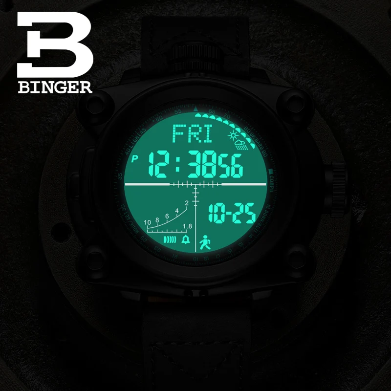 Smart Men Watches Outdoor sport Digital wristwatches step counting function/altitude/pressure/weather/compass/temperature BINGER