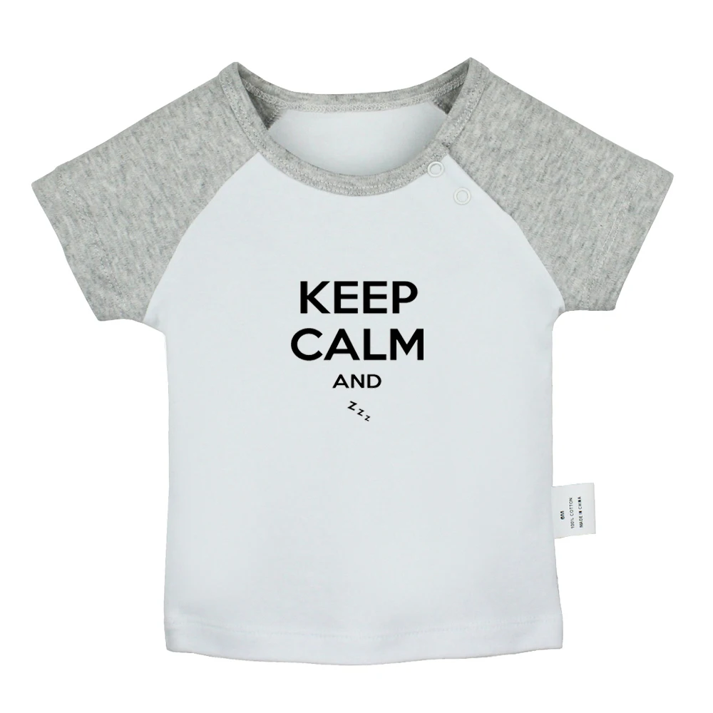 Футболка для новорожденных с коротким рукавом принтом Keep Calm And Love Me sleep| |