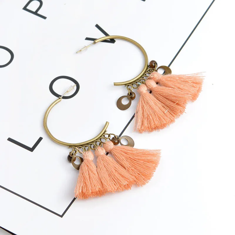2018 этнические богемные Висячие длинные висячие серьги с бахромой модные