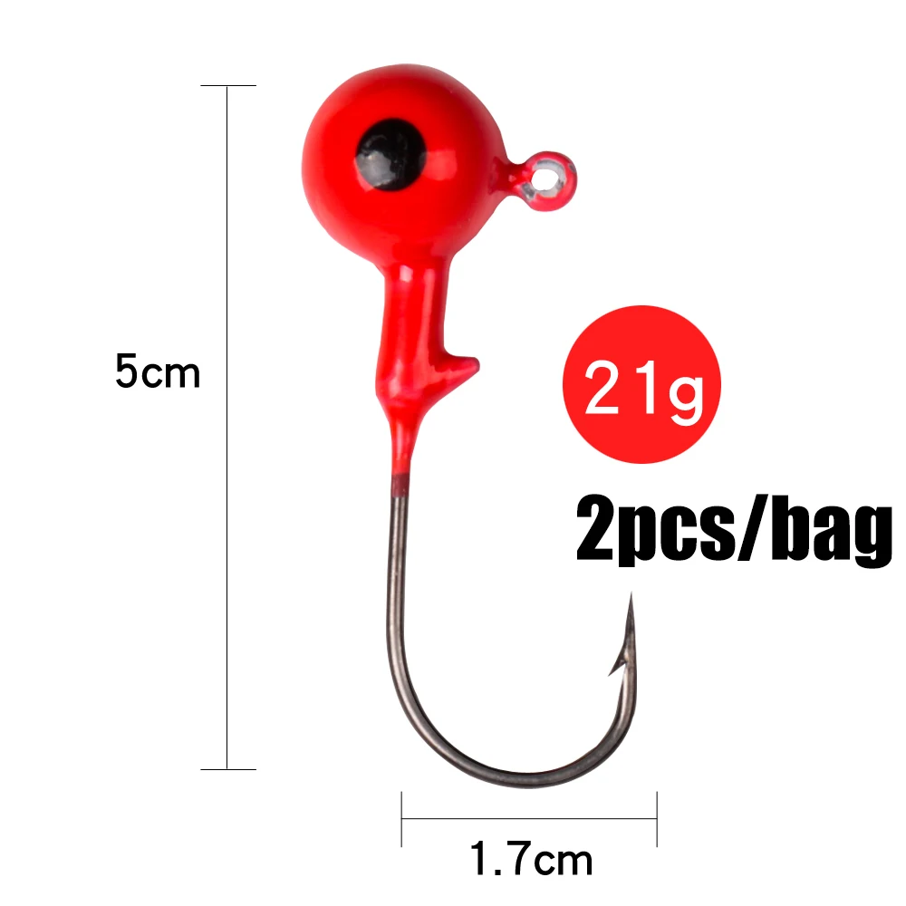 21g LUSHAZER рыболовные крючки, рыболовные крючки, 3,5 г, 5 г, 7 г, 10 г, 14 г, 21 г, красные свинцовые крючки с круглой головкой для рыбалки, высококачественные рыболовные крючки - Цвет: 21g