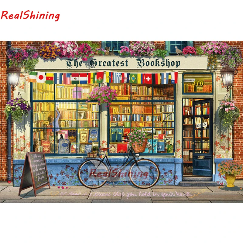5D Diy Diamond Painting Cross Stitch full Square Embroidery bookstore picture for room Decor H1791 | Дом и сад
