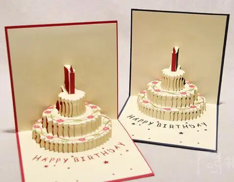 Festival Birthday Cake with Candles Celebration 3D Cards Greeting Cards Gifts
